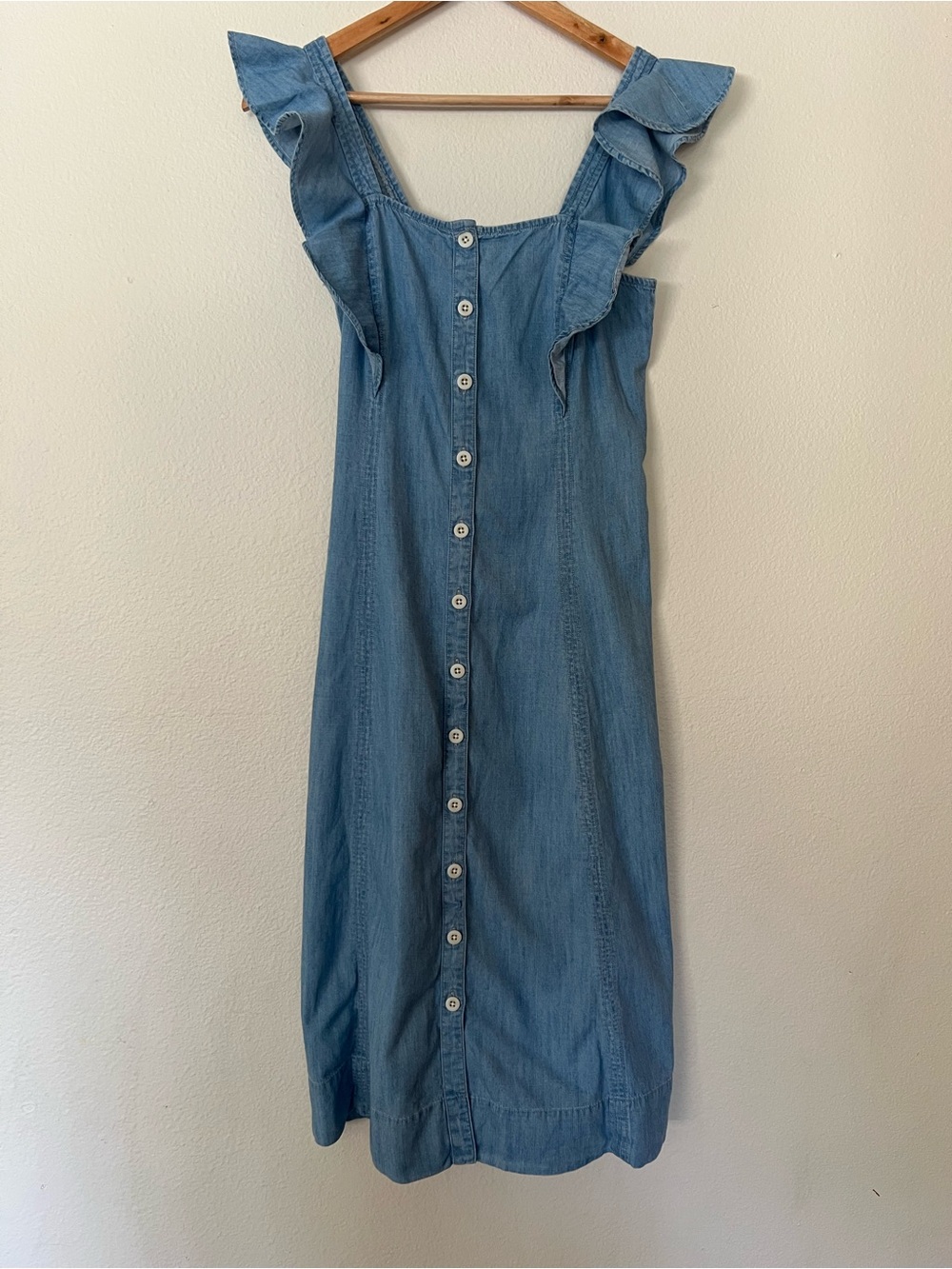 Madewell Light Blue Ruffle Midi Dress